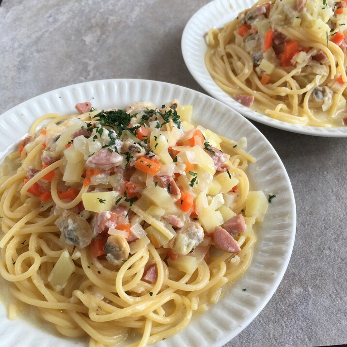 あさりとじゃが芋のクリームパスタ♪